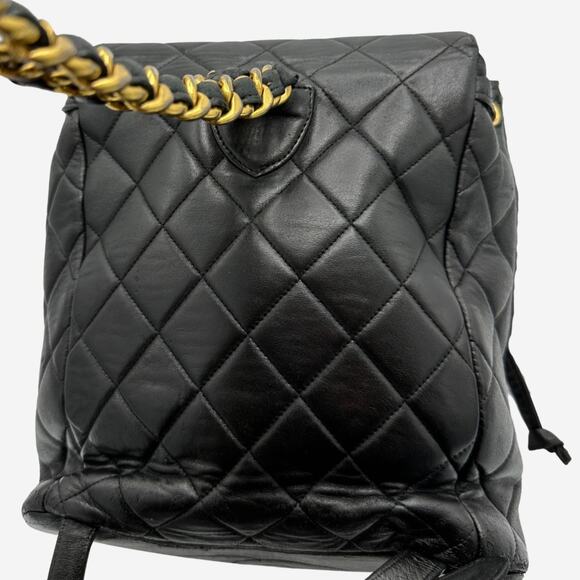 Authentic Chanel Vintage Black Duma Leather Quilted Mini backpack with 24k - Picture 2 of 13